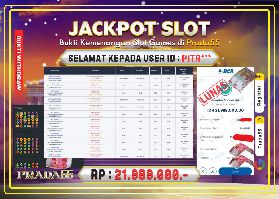JACKPOT SLOT GATES OF OLYMPUS 1000 RP.21.989.000,- LUNAS DI PRADA55!