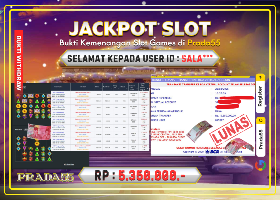 JACKPOT SLOT GATES OF OLYMPUS 1000 RP.5.350.000,- LUNAS DI PRADA55!