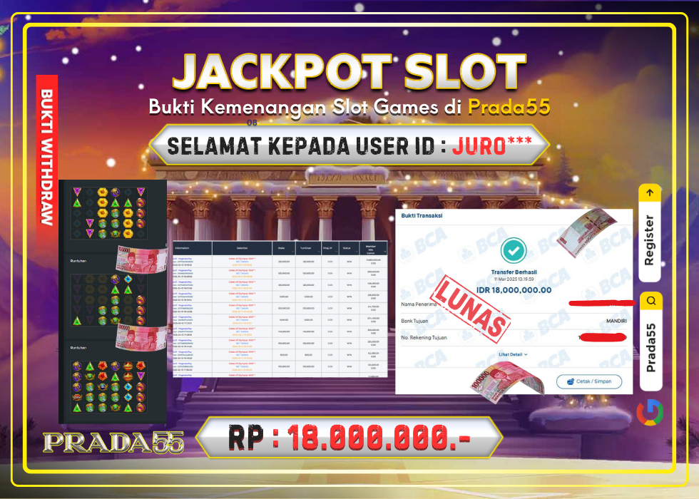 JACKPOT SLOT GATES OF OLYMPUS 1000 RP.18.000.000,- LUNAS DI PRADA55!