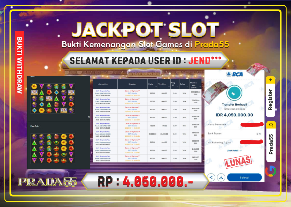 JACKPOT SLOT GATES OF OLYMPUS RP.4.050.000,- LUNAS DI PRADA55!