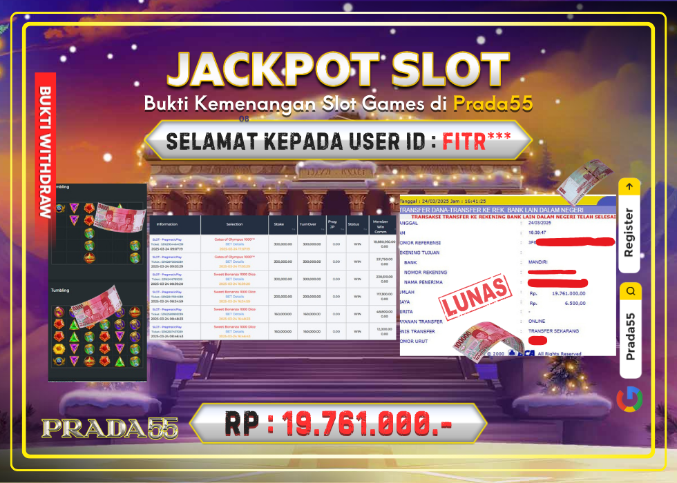 JACKPOT SLOT GATES OF OLYMPUS 1000 RP.19.761.000,- LUNAS DI PRADA55!