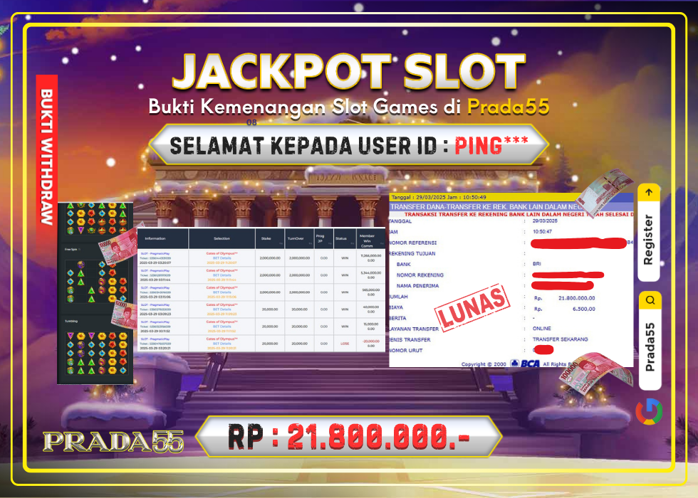 JACKPOT SLOT GATES OF OLYMPUS RP.21.800.000,- LUNAS DI PRADA55!