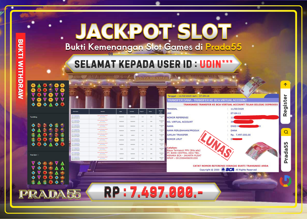 JACKPOT SLOT GATES OF OLYMPUS 1000 RP.7.497.000,- LUNAS DI PRADA55!