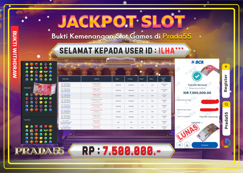 JACKPOT SLOT PRAGMATIC STARLIGHT PRINCESS RP.7.500.000,- LUNAS DI PRADA55!