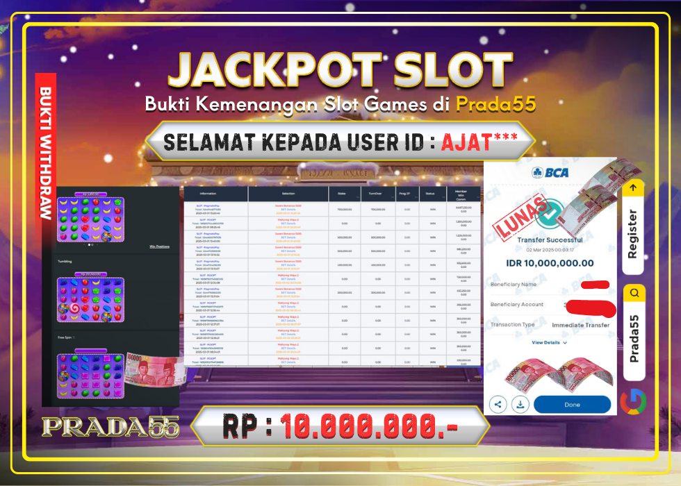 JACKPOT SLOT SWEET BONANZA 1000 RP.10.000.000,- LUNAS DI PRADA55!
