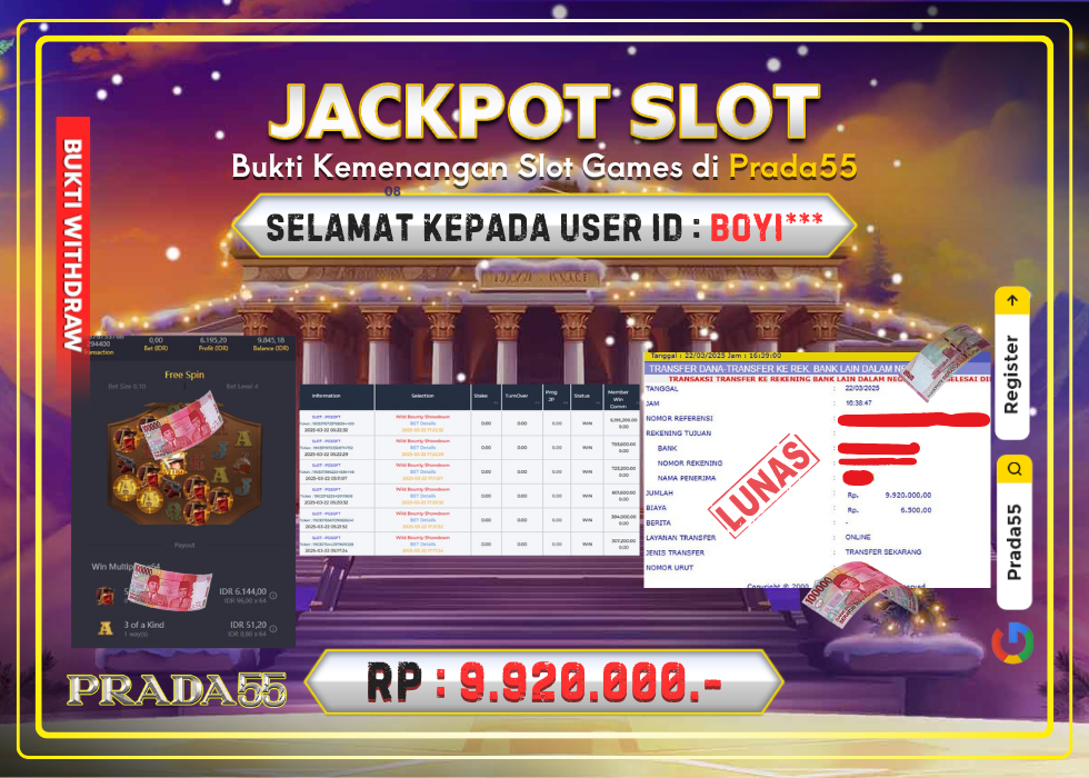 JACKPOT SLOT PG-SOFT WILD BOUNTY SHOWDOWN RP.9.920.000,- LUNAS DI PRADA55!