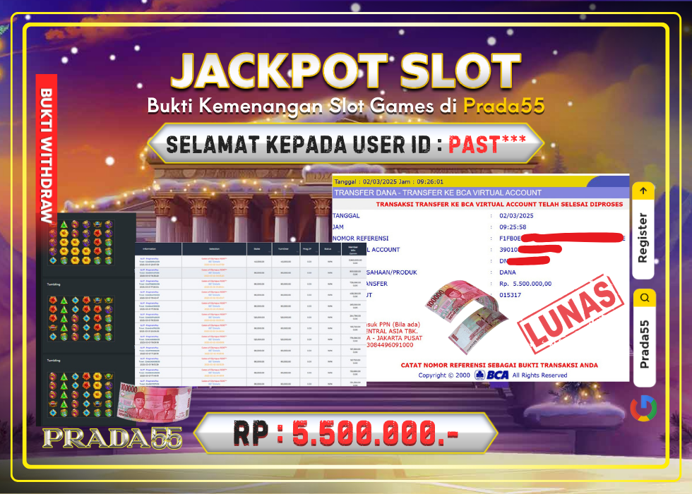 JACKPOT SLOT GATES OF OLYMPUS 1000 RP.5.500.000,- LUNAS DI PRADA55!