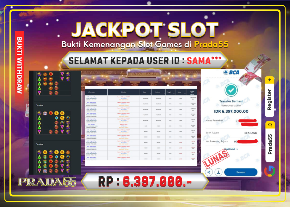 JACKPOT SLOT GATES OF OLYMPUS 1000 RP.6.397.000,- LUNAS DI PRADA55!