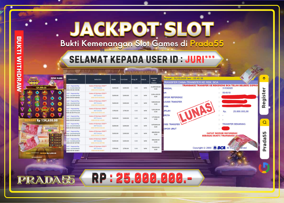 JACKPOT SLOT GATES OF OLYMPUS 1000 RP.25.000.000,- LUNAS DI PRADA55!