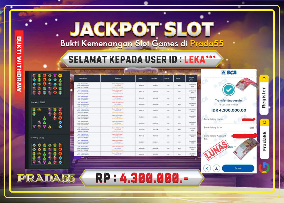 JACKPOT SLOT GATES OF OLYMPUS RP.4.300.000,- LUNAS DI PRADA55!