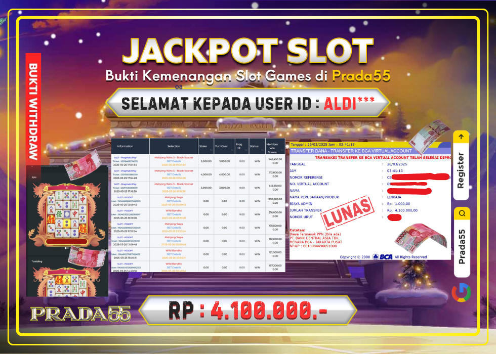 JACKPOT SLOT PRAGMATIC MAHJONG WIN3 BLACK SCATTER RP.4.100.000,- LUNAS DI PRADA55!