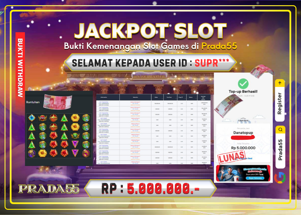 JACKPOT SLOT GATES OF OLYMPUS RP.5.000.000,- LUNAS DI PRADA55!