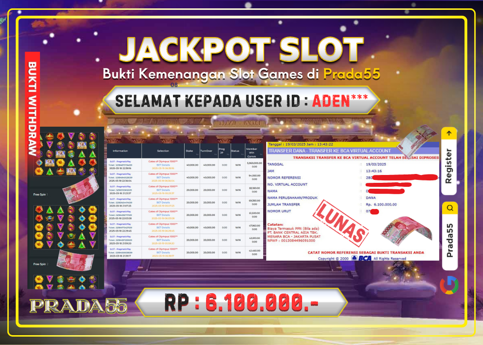 JACKPOT SLOT GATES OF OLYMPUS 1000 RP.6.100.000,- LUNAS DI PRADA55!