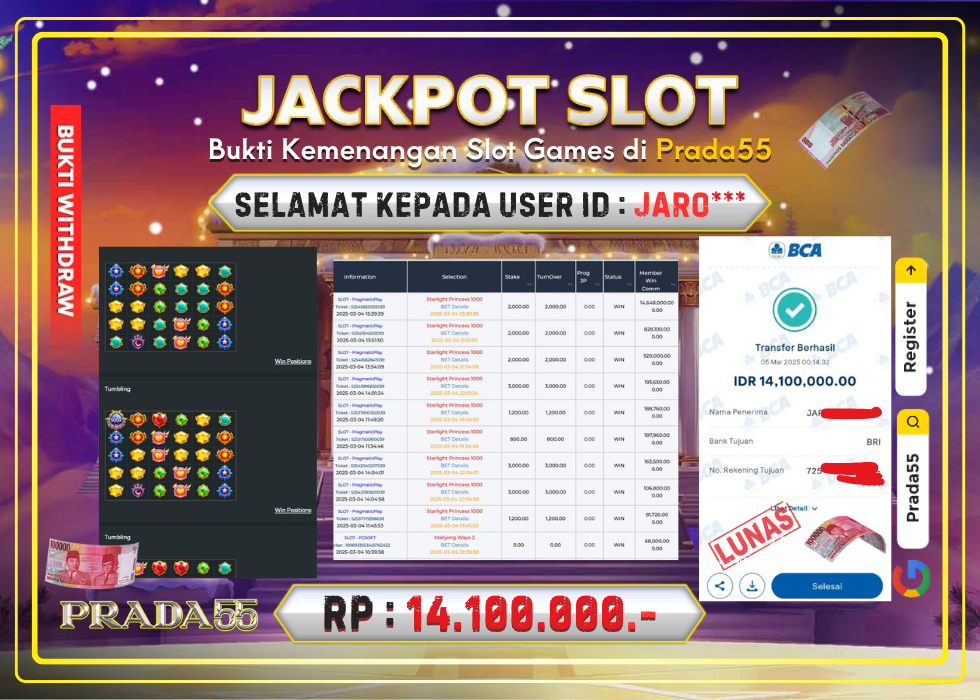 JACKPOT SLOT STARLIGHT PRINCESS 1000 RP.14.100.000,- LUNAS DI PRADA55!