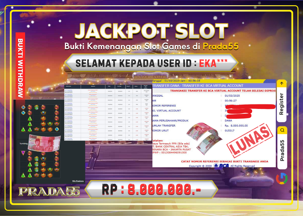 JACKPOT SLOT GATES OF OLYMPUS 1000 RP.8.000.000,- LUNAS DI PRADA55!