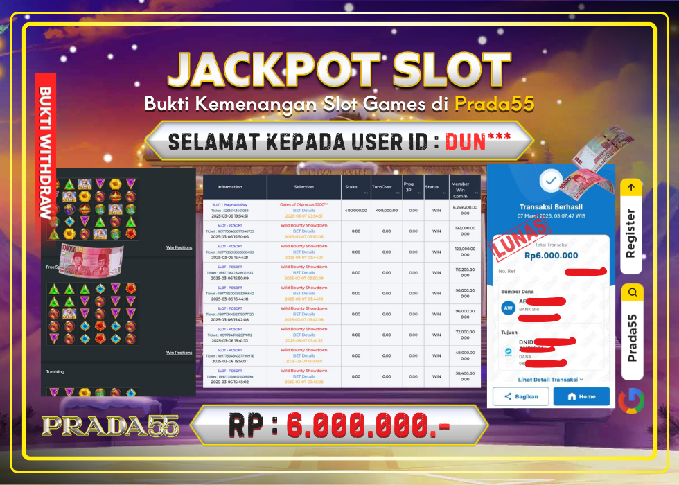 JACKPOT SLOT GATES OF OLYMPUS 1000 RP.6.000.000,- LUNAS DI PRADA55!