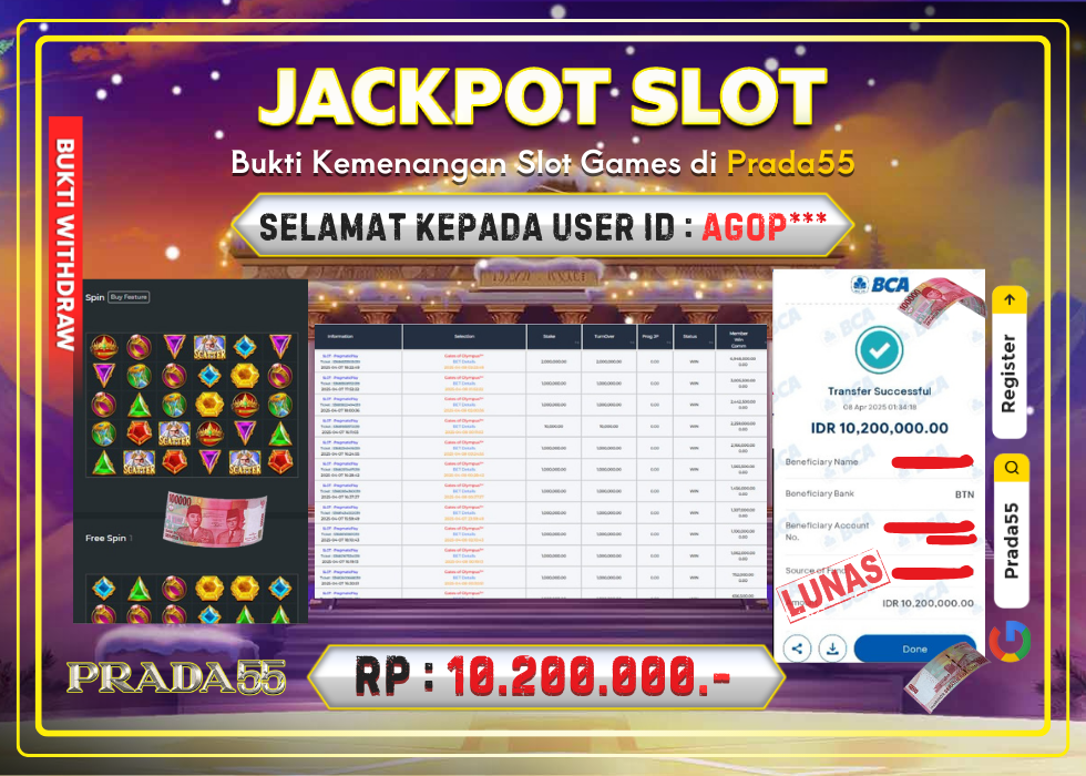 JACKPOT SLOT GATES OF OLYMPUS RP.10.200.000,- LUNAS DI PRADA55!