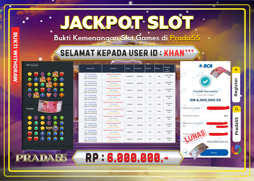 JACKPOT SLOT PRAGMATIC STARLIGHT PRINCESS 1000 RP.6.000.000,- LUNAS DI PRADA55!