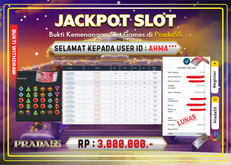 JACKPOT SLOT GATES OF OLYMPUS RP.3.000.000,- LUNAS DI PRADA55!