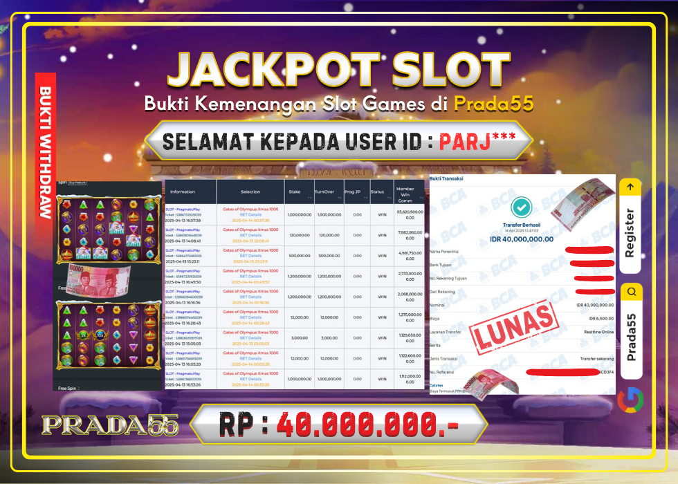 JACKPOT SLOT PRAGMATIC GATES OF OLYMPUS XMAS 1000 RP.40.000.000,- LUNAS DI PRADA55!