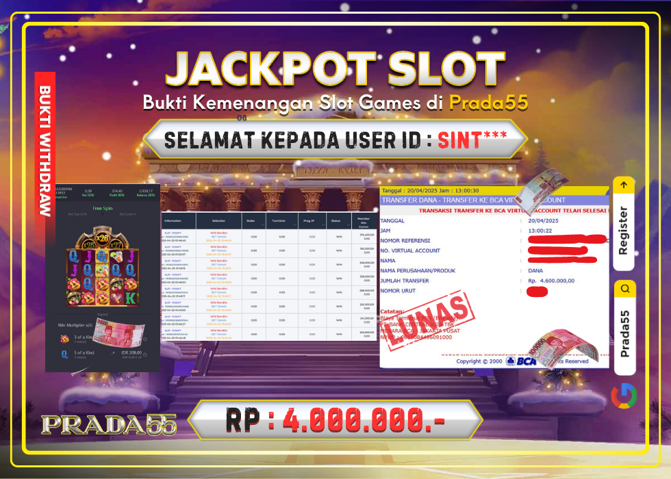 JACKPOT SLOT PG-SOFT WILD BANDITO RP.4.000.000,- LUNAS DI PRADA55!