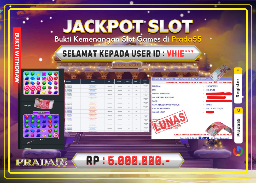 JACKPOT SLOT PRAGMATIC SWEET BONANZA 1000 RP.5.000.000,- LUNAS DI PRADA55!