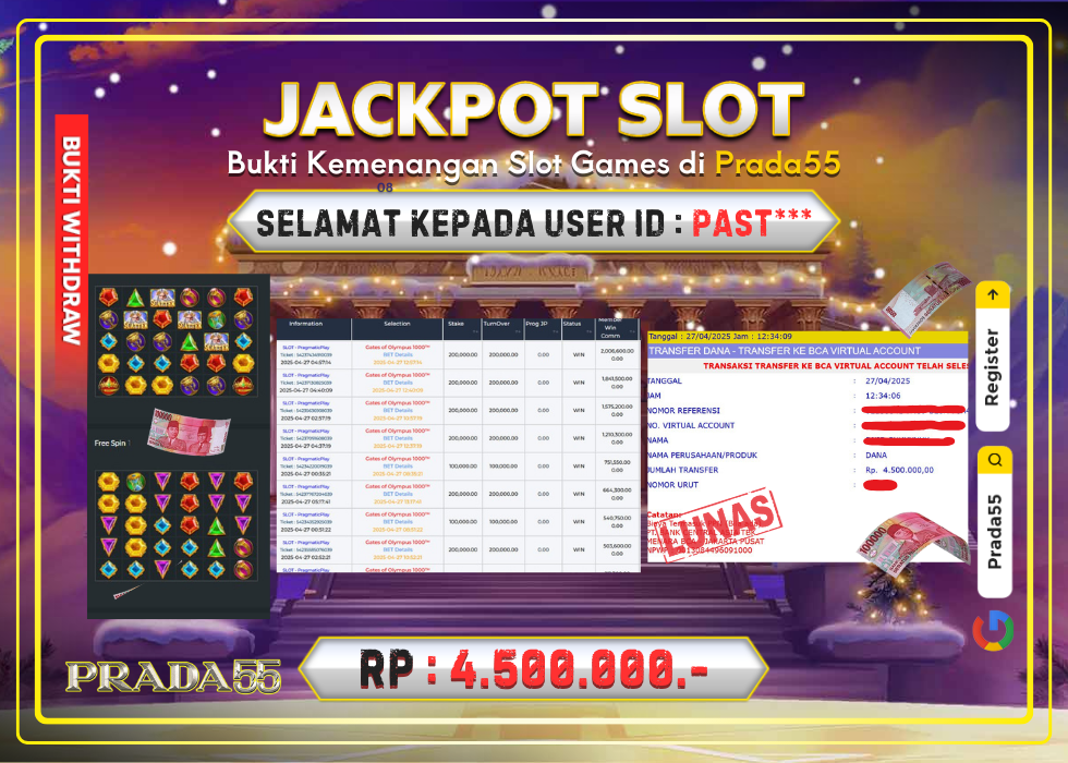 JACKPOT SLOT GATES OF OLYMPUS 1000 RP.4.500.000,- LUNAS DI PRADA55!