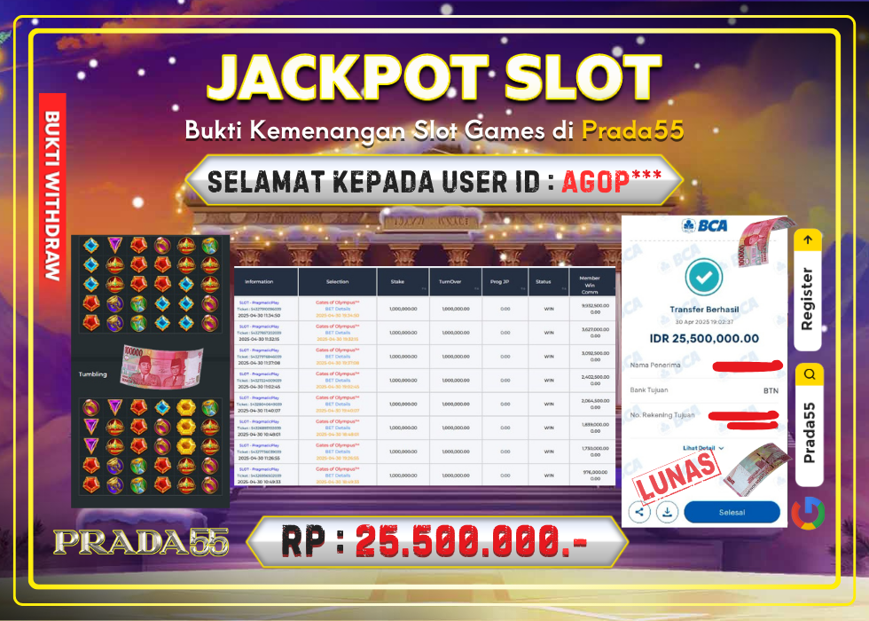 JACKPOT SLOT GATES OF OLYMPUS RP.25.500.000,- LUNAS DI PRADA55!