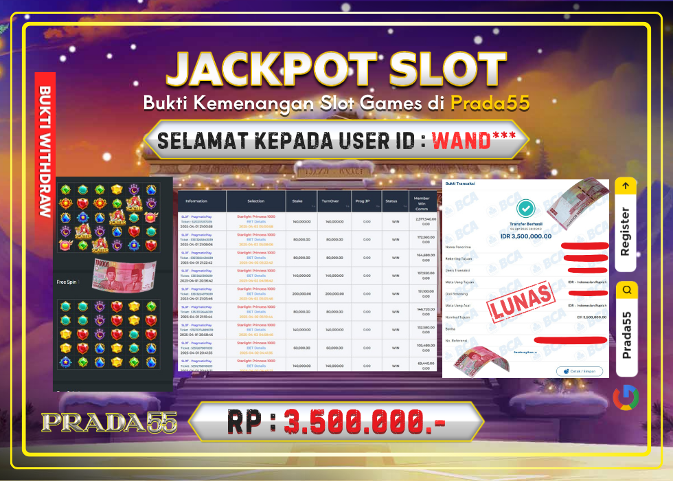 JACKPOT SLOT PRAGMATIC STARLIGHT PRINCESS 1000 RP.3.500.000,- LUNAS DI PRADA55!