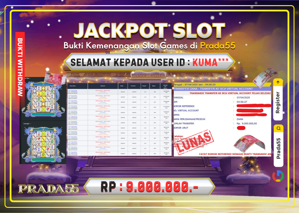 JACKPOT SLOT PRAGMATIC MAHJONG WIN3 BLACK SCATTER RP.9.000.000,- LUNAS DI PRADA55!