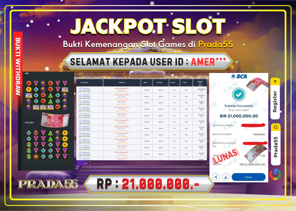 JACKPOT SLOT GATES OF OLYMPUS 1000 RP.21.000.000,- LUNAS DI PRADA55!