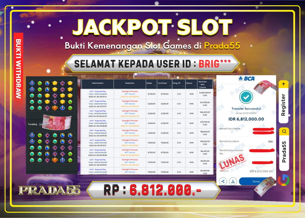JACKPOT SLOT PRAGMATIC STARLIGHT PRINCESS RP.6.812.000,- LUNAS DI PRADA55!