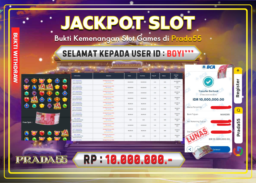 JACKPOT SLOT PRAGMATIC STARLIGHT PRINCESS 1000 RP.10.000.000,- LUNAS DI PRADA55!