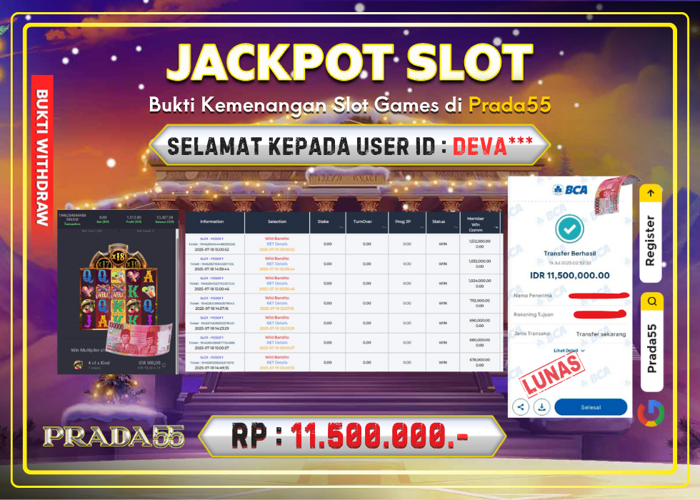 JACKPOT SLOT PG-SOFT WILD BANDITO RP.11.500.000,- LUNAS DI PRADA55!