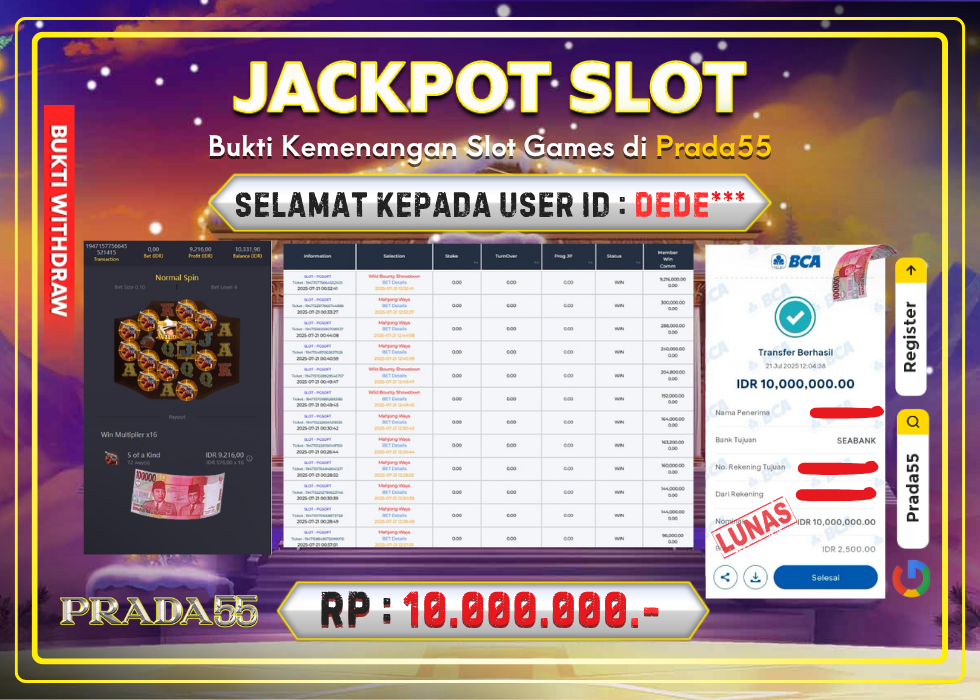 JACKPOT SLOT PG-SOFT WILD BOUNTY SHOWDOWN RP.10.000.000,- LUNAS DI PRADA55!