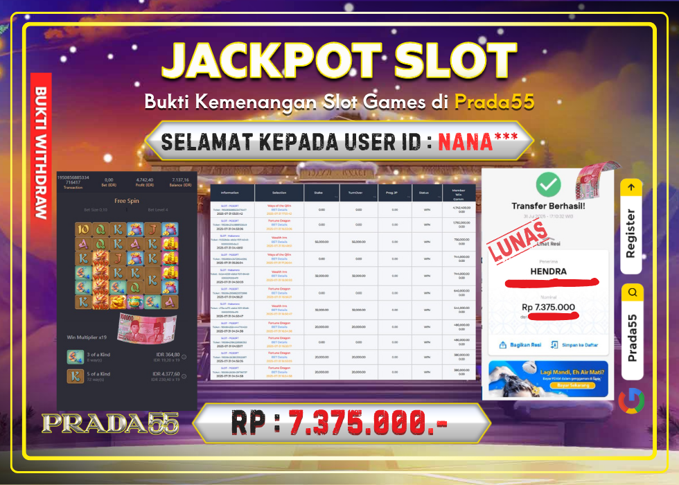 JACKPOT SLOT PG-SOFT WAYS OF THE QILIN RP.7.375.000,- LUNAS DI PRADA55!