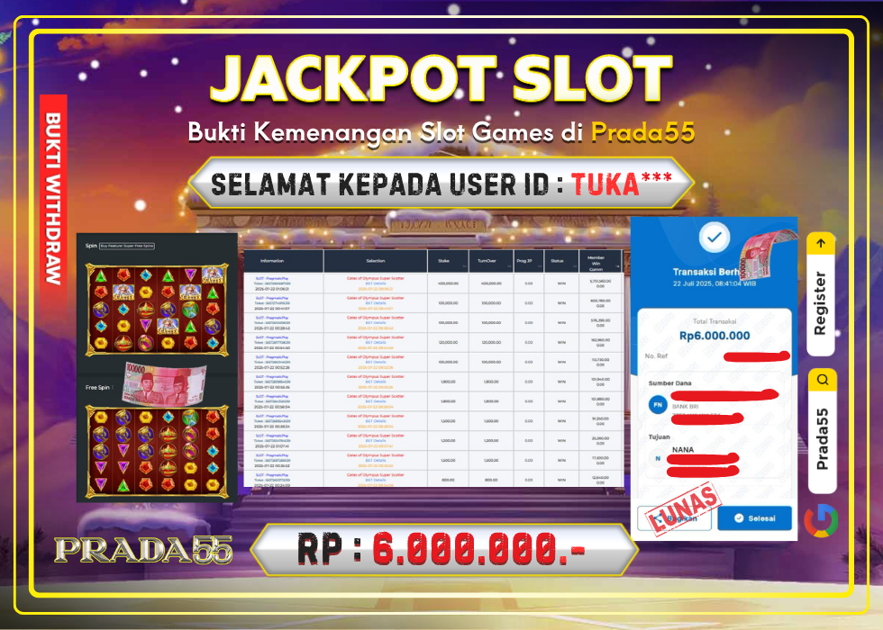 JACKPOT SLOT PRAGMATIC GATES OF OLYMPUS SUPER SCATTER RP.6.000.000,- LUNAS DI PRADA55!