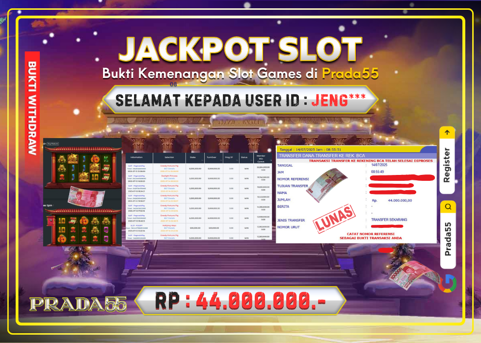 JACKPOT SLOT PRAGMATIC GREEDY FORTUNE PIG RP.44.000.000,- LUNAS DI PRADA55!