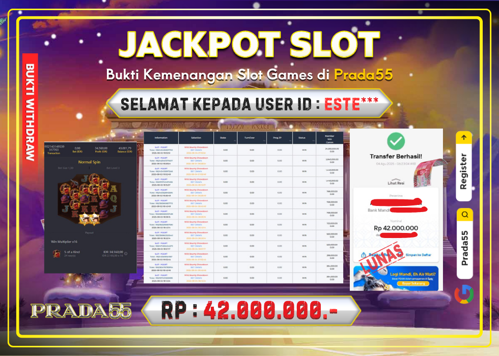 JACKPOT SLOT PG-SOFT WILD BOUNTY SHOWDOWN RP.42.000.000,- LUNAS DI PRADA55!