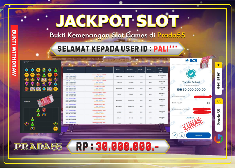 JACKPOT SLOT PRAGMATIC GATES OF OLYMPUS 1000 RP.30.000.000,- LUNAS DI PRADA55!