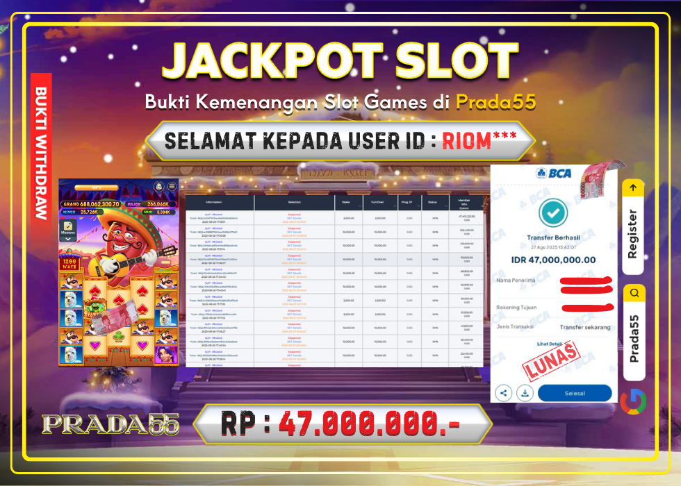 JACKPOT SLOT PEGASUS JALAPENO2 RP.47.000.000,- LUNAS DI PRADA55!