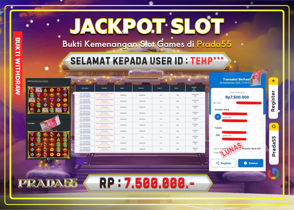 JACKPOT SLOT PRAGMATIC GATES OF OLYMPUS SUPER SCATTER RP.7.500.000,- LUNAS DI PRADA55!