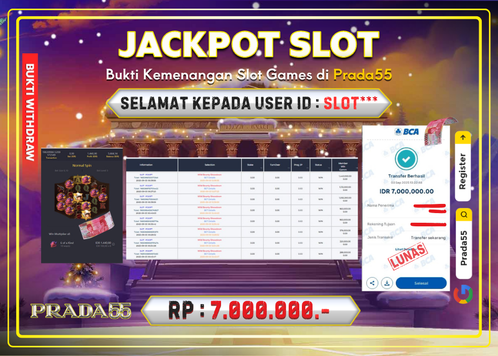 JACKPOT SLOT PG-SOFT WILD BOUNTY SHOWDOWN RP.7.000.000,- LUNAS DI PRADA55!
