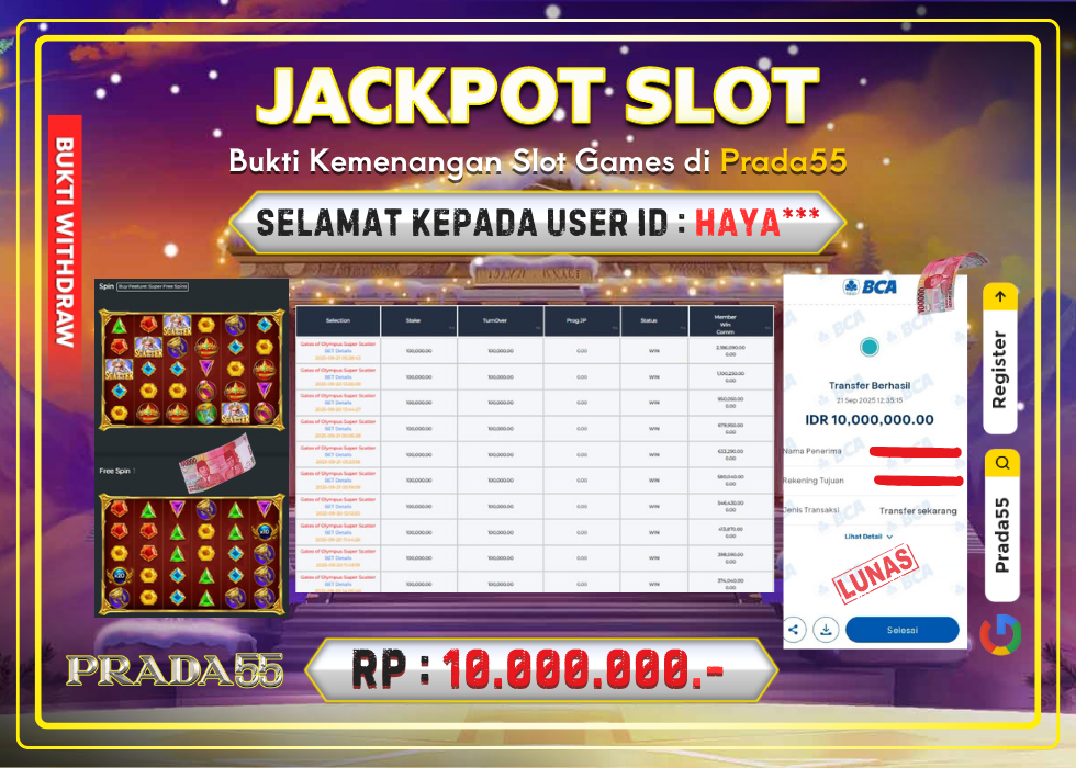 JACKPOT SLOT PRAGMATIC GATES OF OLYMPUS SUPER SCATTER RP.10.000.000,- LUNAS DI PRADA55!