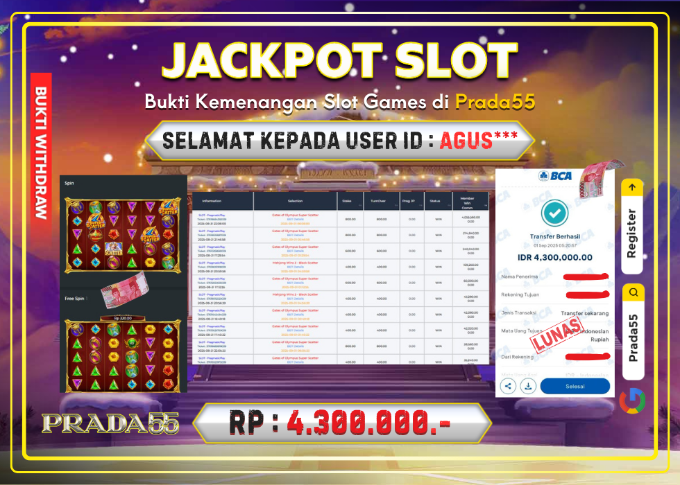 JACKPOT SLOT PRAGMATIC GATES OF OLYMPUS SUPER SCATTER RP.4.300.000,- LUNAS DI PRADA55!
